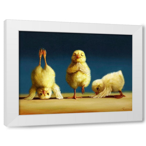 Yoga Chicks White Modern Wood Framed Art Print by Heffernan, Lucia