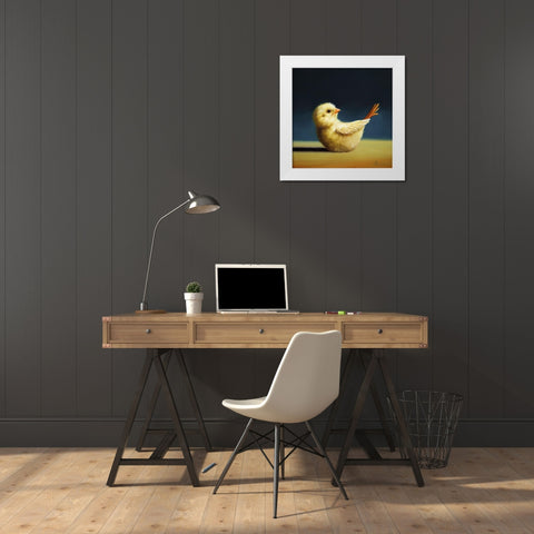 Yoga Chick Boat Pose White Modern Wood Framed Art Print by Heffernan, Lucia