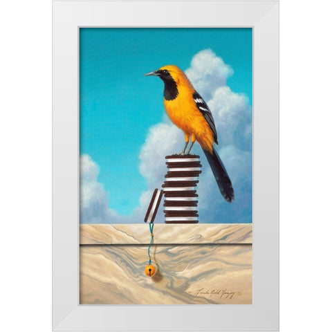 Oriole Oreos White Modern Wood Framed Art Print by Herzog, Linda Ridd