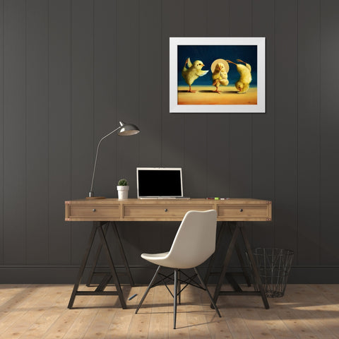 Yoga Chicks Three White Modern Wood Framed Art Print by Heffernan, Lucia