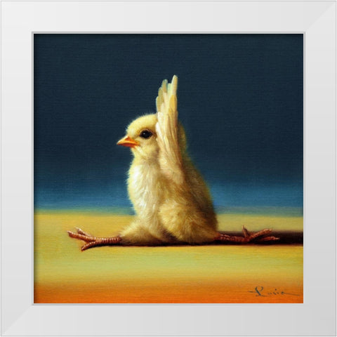 Yoga Chick Monkey Pose White Modern Wood Framed Art Print by Heffernan, Lucia