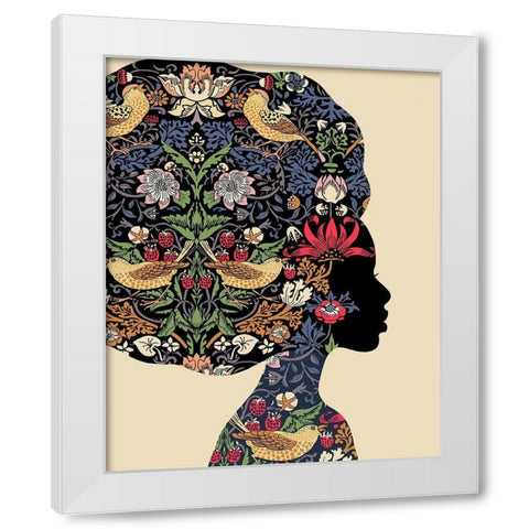 Afro Woman White Modern Wood Framed Art Print by Horvat, Ioana
