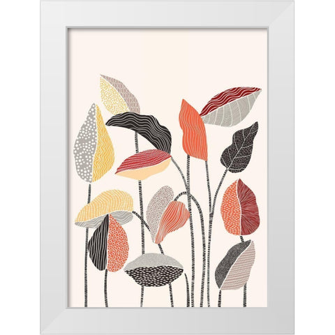 Happy Leaves A White Modern Wood Framed Art Print by Horvat, Ioana