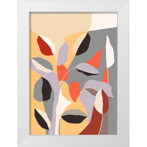 Happy Leaves B White Modern Wood Framed Art Print by Horvat, Ioana