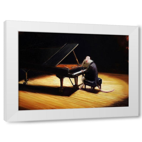 Little Pianist White Modern Wood Framed Art Print by Heffernan, Lucia