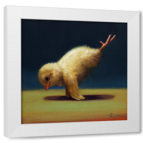 Yoga Chick Peacock White Modern Wood Framed Art Print by Heffernan, Lucia