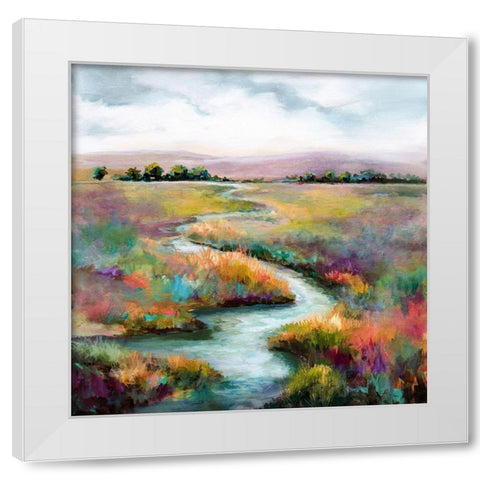 Meandering Stream White Modern Wood Framed Art Print by Hale, Karen