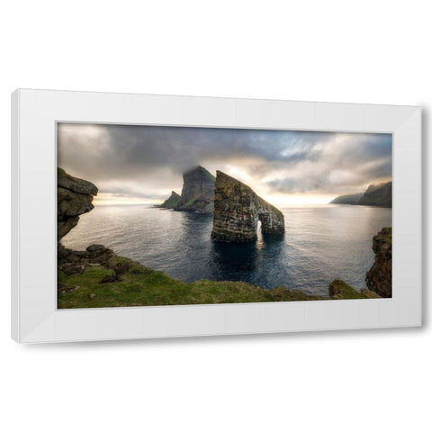 Sunset at Drangarnir White Modern Wood Framed Art Print by Head, Danny
