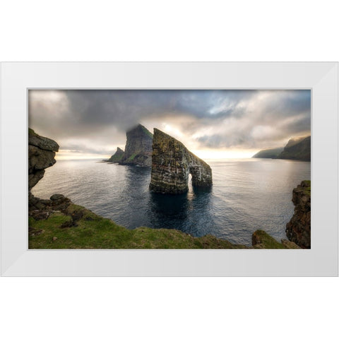 Sunset at Drangarnir White Modern Wood Framed Art Print by Head, Danny