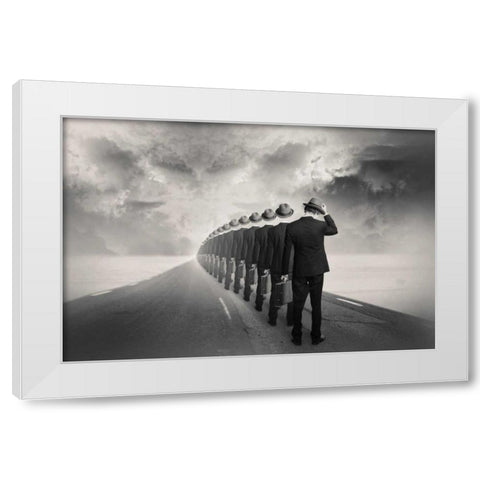 Get in Line White Modern Wood Framed Art Print by Ingberg, Tommy