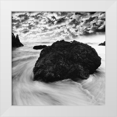Tide Swirl White Modern Wood Framed Art Print by PhotoINC Studio