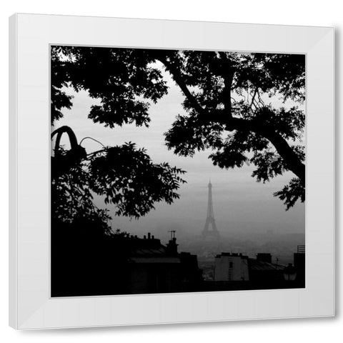 Eiffel Tower View 1 White Modern Wood Framed Art Print by PhotoINC Studio