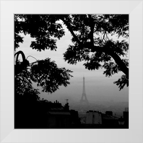 Eiffel Tower View 1 White Modern Wood Framed Art Print by PhotoINC Studio