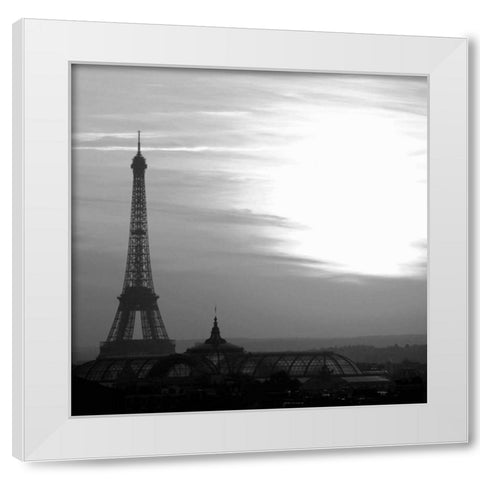 Eiffel Tower View White Modern Wood Framed Art Print by PhotoINC Studio