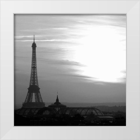 Eiffel Tower View White Modern Wood Framed Art Print by PhotoINC Studio