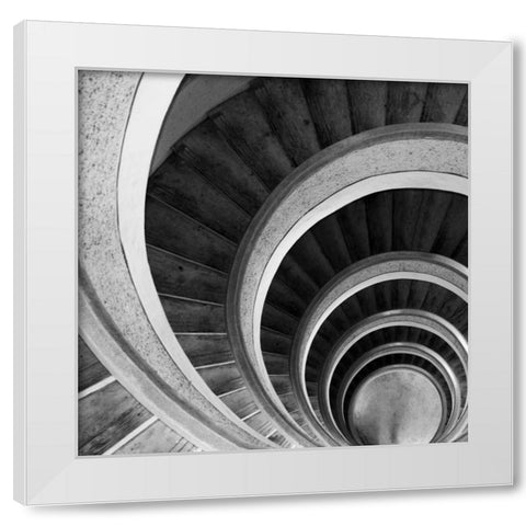 Spiral Staircase No. 6 White Modern Wood Framed Art Print by PhotoINC Studio