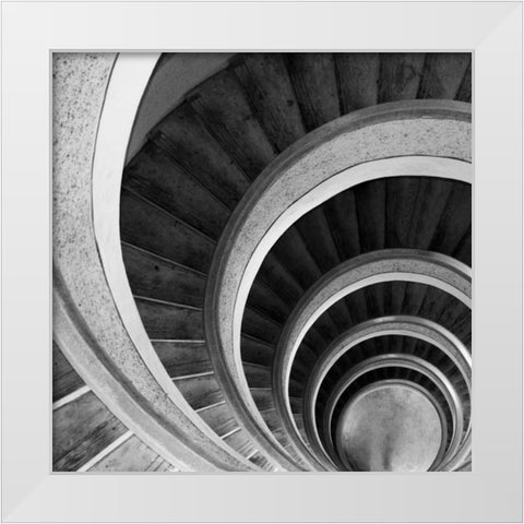 Spiral Staircase No. 6 White Modern Wood Framed Art Print by PhotoINC Studio