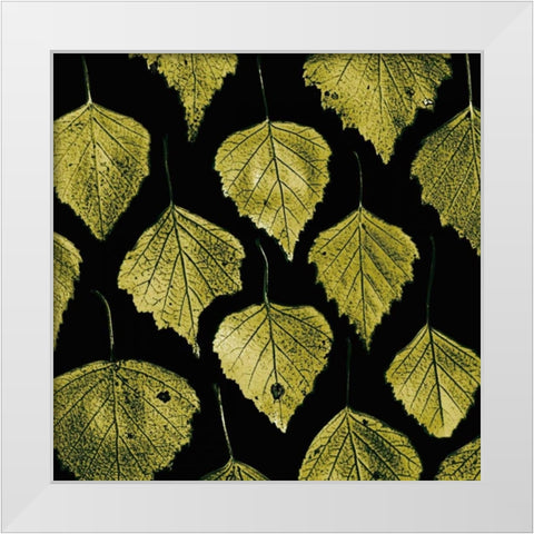 Green Leaves White Modern Wood Framed Art Print by PhotoINC Studio