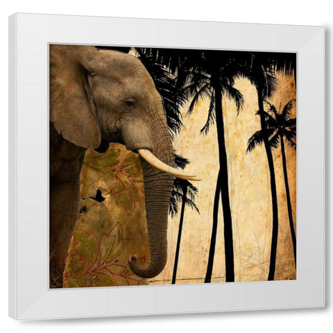 Mighty Elephant 1 White Modern Wood Framed Art Print by GraphINC