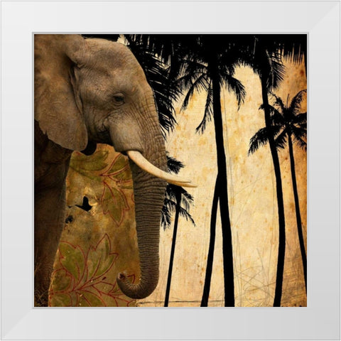 Mighty Elephant 1 White Modern Wood Framed Art Print by GraphINC