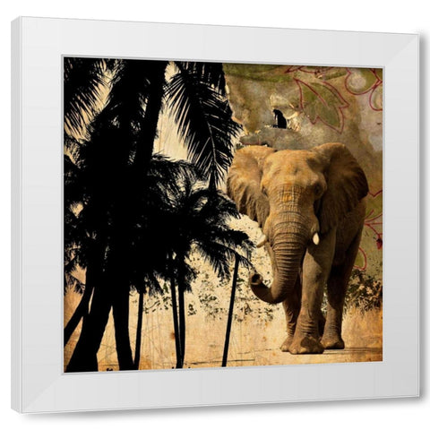 Mighty Elephant 2 White Modern Wood Framed Art Print by GraphINC