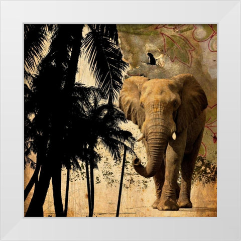 Mighty Elephant 2 White Modern Wood Framed Art Print by GraphINC