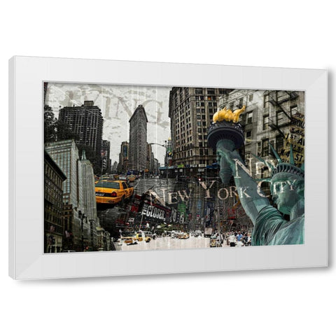 New York White Modern Wood Framed Art Print by GraphINC