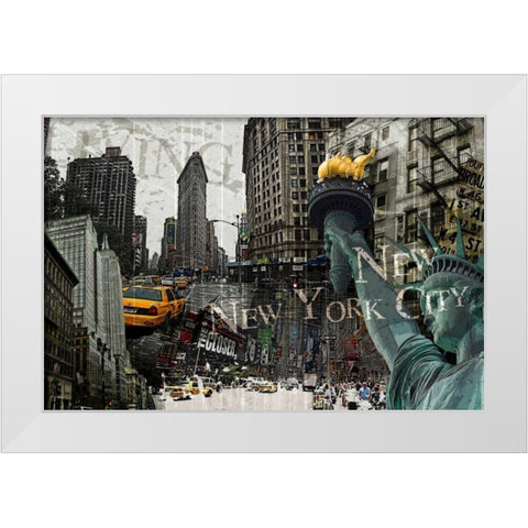 New York White Modern Wood Framed Art Print by GraphINC