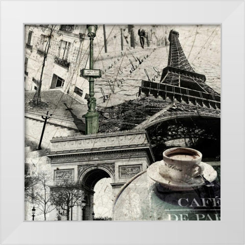 Paris White Modern Wood Framed Art Print by GraphINC