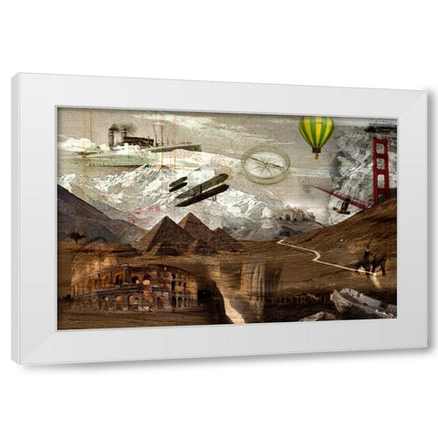 World Travel White Modern Wood Framed Art Print by GraphINC