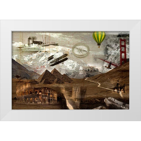 World Travel White Modern Wood Framed Art Print by GraphINC