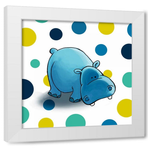 Hippo White Modern Wood Framed Art Print by GraphINC