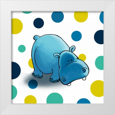 Hippo White Modern Wood Framed Art Print by GraphINC