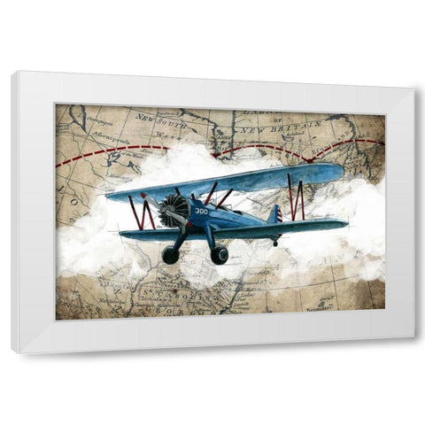 Biplane 1 White Modern Wood Framed Art Print by GraphINC Studio