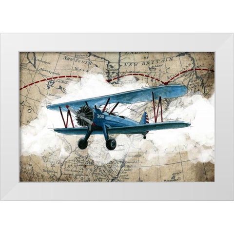 Biplane 1 White Modern Wood Framed Art Print by GraphINC Studio