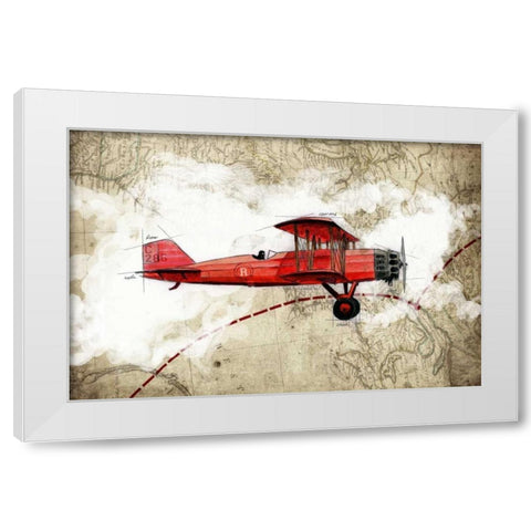 Biplane 3 White Modern Wood Framed Art Print by GraphINC Studio