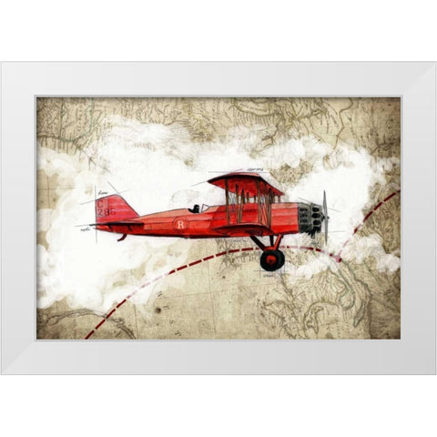 Biplane 3 White Modern Wood Framed Art Print by GraphINC Studio