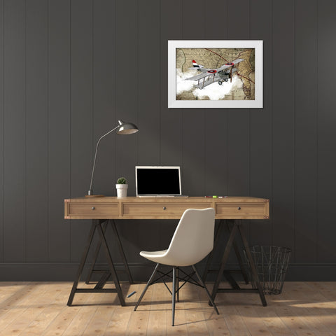 Biplane 4 White Modern Wood Framed Art Print by GraphINC Studio
