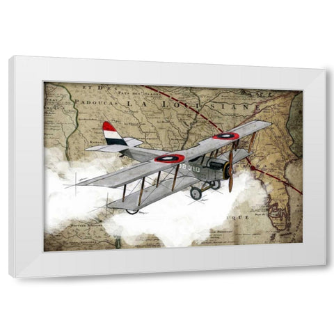 Biplane 4 White Modern Wood Framed Art Print by GraphINC Studio