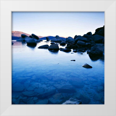 Blue Rocks White Modern Wood Framed Art Print by PhotoINC Studio