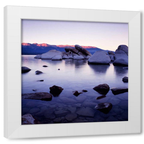 Purple Rocks White Modern Wood Framed Art Print by PhotoINC Studio