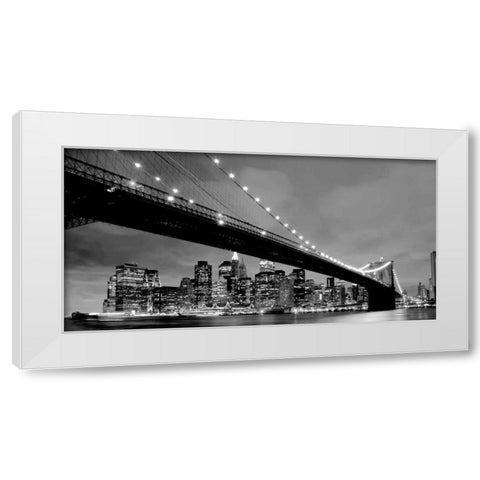 Brooklyn Bridge View White Modern Wood Framed Art Print by PhotoINC Studio