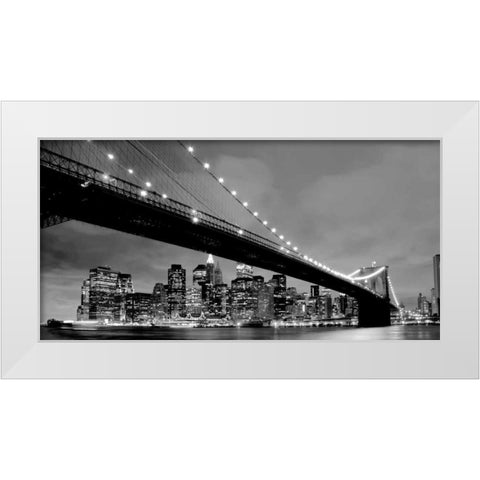 Brooklyn Bridge View White Modern Wood Framed Art Print by PhotoINC Studio