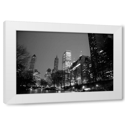 Central Park View White Modern Wood Framed Art Print by PhotoINC Studio