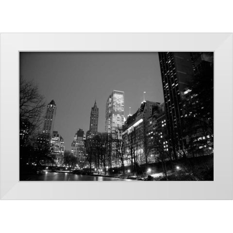 Central Park View White Modern Wood Framed Art Print by PhotoINC Studio