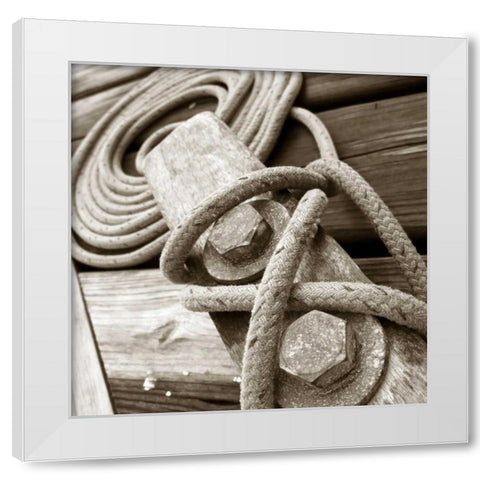 Knots and Bolts White Modern Wood Framed Art Print by PhotoINC Studio