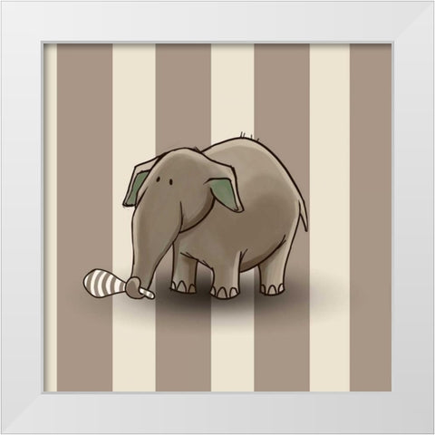 Elephant White Modern Wood Framed Art Print by GraphINC