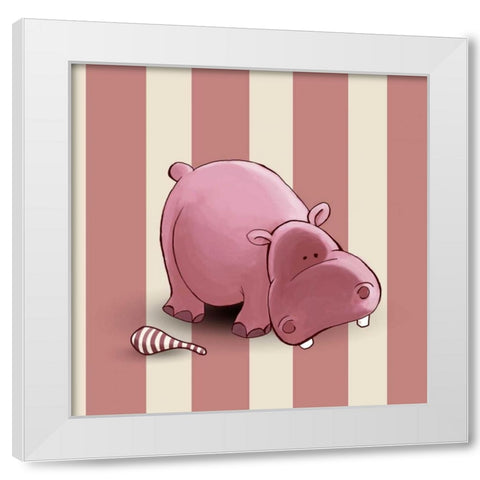 Hippo White Modern Wood Framed Art Print by GraphINC