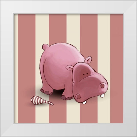 Hippo White Modern Wood Framed Art Print by GraphINC