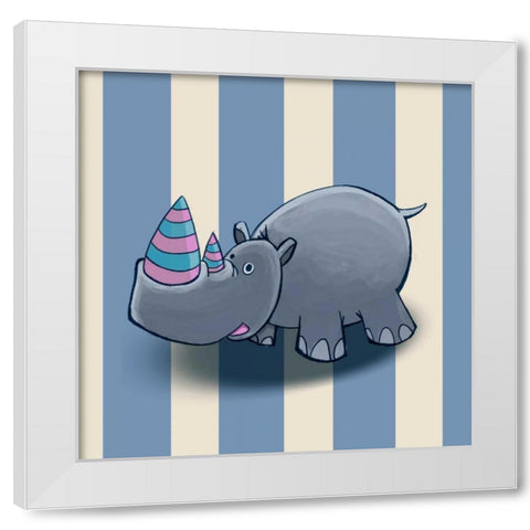 Rhino White Modern Wood Framed Art Print by GraphINC